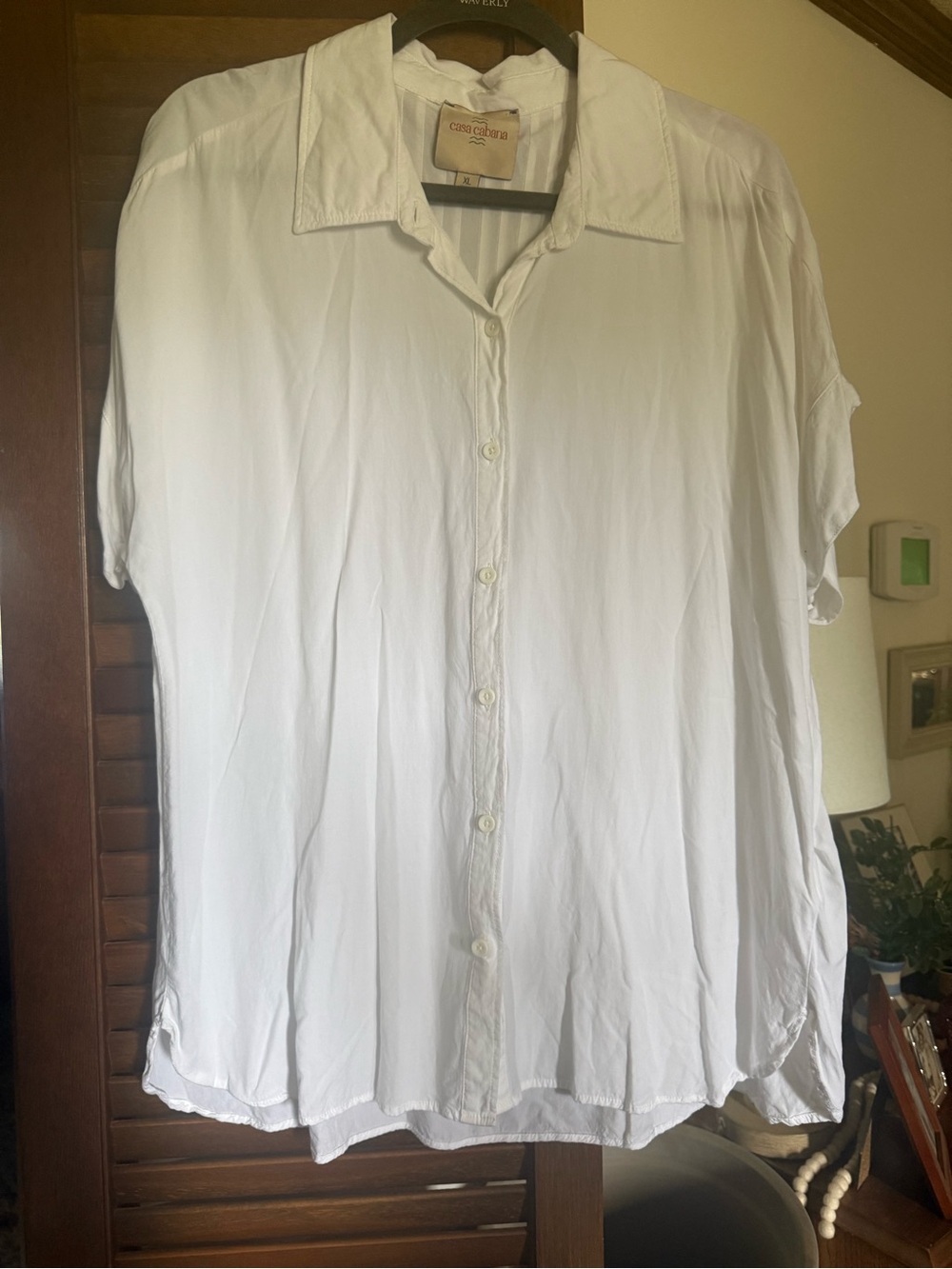 Coco Cabana XL white blouse short sleeve EUC